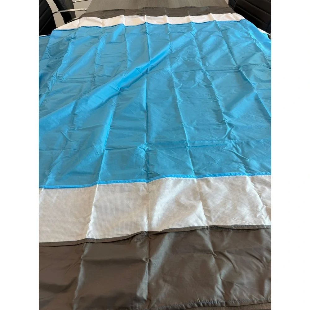 Blue Ripstop Nylon Beach Blanket Sand Free Outdoor Picnic Mat with Stakes 82x78